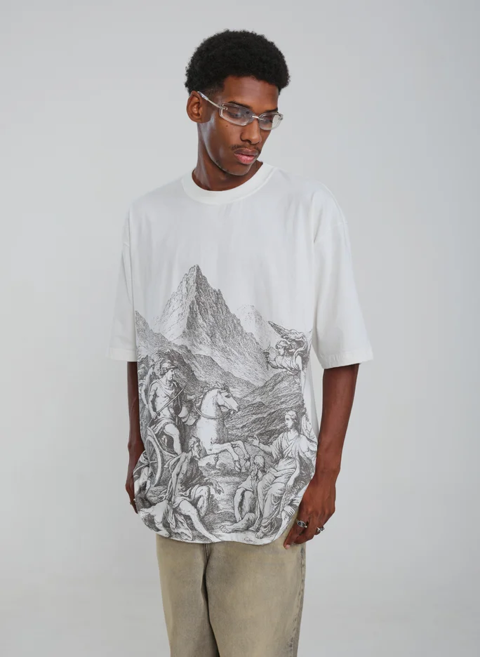Camiseta Oversized Estampada Castello - Off White
