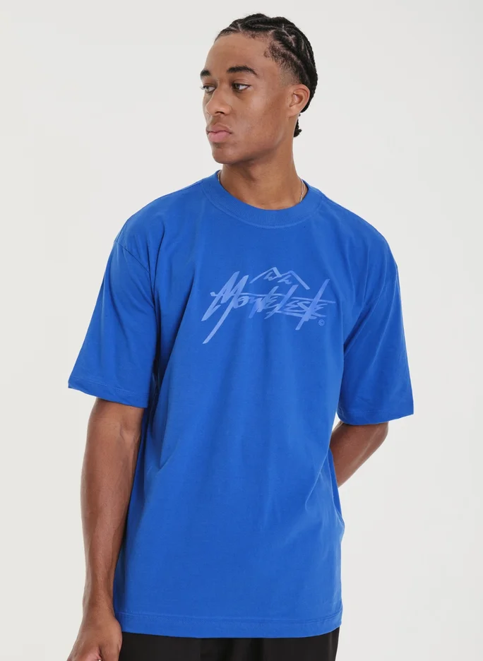 Camiseta Oversized Estampada Mountain Azul Royal